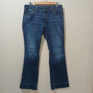 American Eagle Super Low-Rise Kick Boot Jeans Womens 8 Blue Bootcut Stretch Y2K